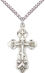[0260SS/24SS] Sterling Silver Cross Pendant on a 24 inch Sterling Silver Heavy Curb chain