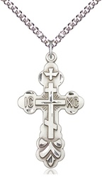 [0260SS/24SS] Sterling Silver Cross Pendant on a 24 inch Sterling Silver Heavy Curb chain