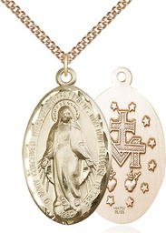 [1653GF/24G] 14kt Gold Filled Miraculous Pendant on a 24 inch Gold Plate Heavy Curb chain