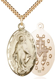[1653GF/24G] 14kt Gold Filled Miraculous Pendant on a 24 inch Gold Plate Heavy Curb chain