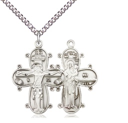 [0264SS/24SS] Sterling Silver Christine Cross Pendant on a 24 inch Sterling Silver Heavy Curb chain