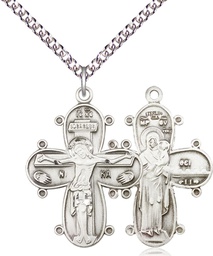 [0264SS/24SS] Sterling Silver Christine Cross Pendant on a 24 inch Sterling Silver Heavy Curb chain