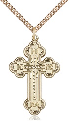 [0274GF/24GF] 14kt Gold Filled Cross Pendant on a 24 inch Gold Filled Heavy Curb chain