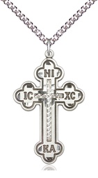 [0274SS/24SS] Sterling Silver Cross Pendant on a 24 inch Sterling Silver Heavy Curb chain