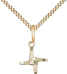 [0291GF/18G] 14kt Gold Filled Saint Brigid Cross Pendant on a 18 inch Gold Plate Light Curb chain