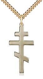 [0241GF/24G] 14kt Gold Filled Saint Andrew Pendant on a 24 inch Gold Plate Heavy Curb chain