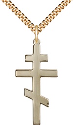 [0241GF/24G] 14kt Gold Filled Saint Andrew Pendant on a 24 inch Gold Plate Heavy Curb chain