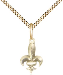 [0293GF/18G] 14kt Gold Filled Fleur de Lis Pendant on a 18 inch Gold Plate Light Curb chain