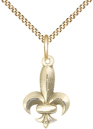 [0294GF/18G] 14kt Gold Filled Fleur de Lis Pendant on a 18 inch Gold Plate Light Curb chain