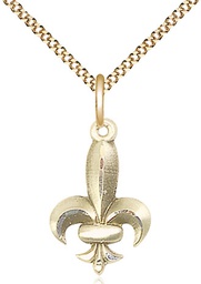 [0294GF/18G] 14kt Gold Filled Fleur de Lis Pendant on a 18 inch Gold Plate Light Curb chain