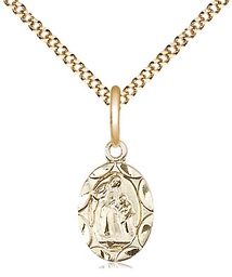 [0301AGF/18G] 14kt Gold Filled Saint Ann Pendant on a 18 inch Gold Plate Light Curb chain