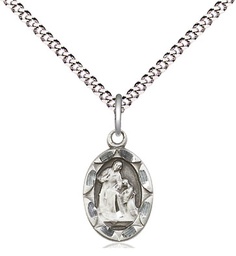 [0301ASS/18S] Sterling Silver Saint Ann Pendant on a 18 inch Light Rhodium Light Curb chain