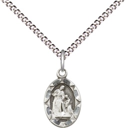 [0301ASS/18S] Sterling Silver Saint Ann Pendant on a 18 inch Light Rhodium Light Curb chain