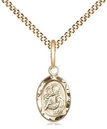 [0301DGF/18G] 14kt Gold Filled Saint Anthony Pendant on a 18 inch Gold Plate Light Curb chain