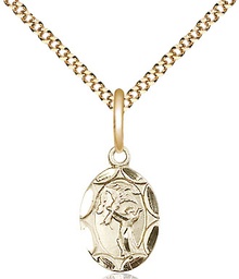 [0301FCGF/18G] 14kt Gold Filled Saint Francis Pendant on a 18 inch Gold Plate Light Curb chain