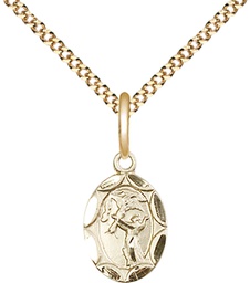[0301FCGF/18G] 14kt Gold Filled Saint Francis Pendant on a 18 inch Gold Plate Light Curb chain