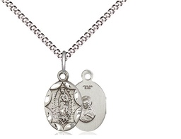 [0301FSS/18S] Sterling Silver Our Lady of Guadalupe Pendant on a 18 inch Light Rhodium Light Curb chain