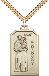 [5723GF/24G] 14kt Gold Filled Saint Anthony Pendant on a 24 inch Gold Plate Heavy Curb chain