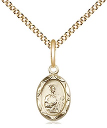 [0301JGF/18G] 14kt Gold Filled Saint Jude Pendant on a 18 inch Gold Plate Light Curb chain