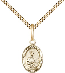 [0301JGF/18G] 14kt Gold Filled Saint Jude Pendant on a 18 inch Gold Plate Light Curb chain