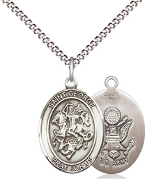 [8040SS2/18S] Sterling Silver Saint George Army Pendant on a 18 inch Light Rhodium Light Curb chain