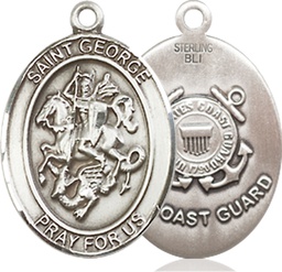 [8040SS3] Sterling Silver Saint George Coast Guard Medal