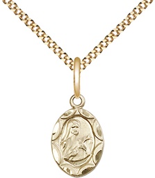 [0301TGF/18G] 14kt Gold Filled Saint Theresa Pendant on a 18 inch Gold Plate Light Curb chain