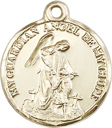 [0341GF] 14kt Gold Filled Guardian Angel Medal