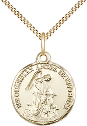 [0341GF/18G] 14kt Gold Filled Guardian Angel Pendant on a 18 inch Gold Plate Light Curb chain