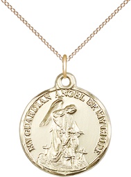 [0341GF/18GF] 14kt Gold Filled Guardian Angel Pendant on a 18 inch Gold Filled Light Curb chain