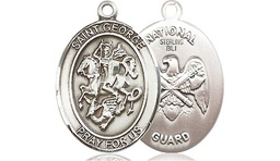 [8040SS5] Sterling Silver Saint George National Guard Medal