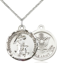 [0341SS2/18SS] Sterling Silver Guardian Angel Army Pendant on a 18 inch Sterling Silver Light Curb chain
