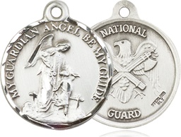 [0341SS5] Sterling Silver Guardain Angel National Guard Medal