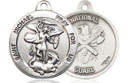 [0342SS5] Sterling Silver Saint Michael National Guard Medal