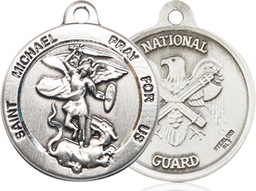 [0342SS5] Sterling Silver Saint Michael National Guard Medal