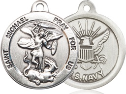 [0342SS6] Sterling Silver Saint Michael Navy Medal