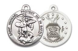 [0344SS1] Sterling Silver Saint Michael Air Force Medal