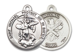 [0344SS5] Sterling Silver Saint Michael National Guard Medal