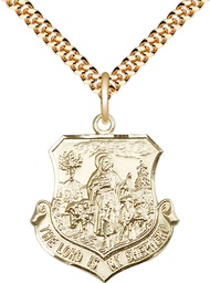 [0345GF/24G] 14kt Gold Filled Lord Is My Shepherd Pendant on a 24 inch Gold Plate Heavy Curb chain