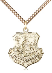 [0345GF/24GF] 14kt Gold Filled Lord Is My Shepherd Pendant on a 24 inch Gold Filled Heavy Curb chain