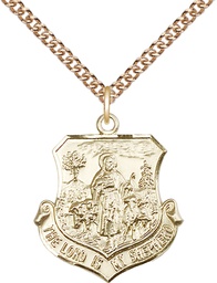 [0345GF/24GF] 14kt Gold Filled Lord Is My Shepherd Pendant on a 24 inch Gold Filled Heavy Curb chain