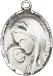 [0447SSY] Sterling Silver Madonna &amp; Child Medal - With Box