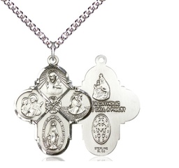 [0478SS/24SS] Sterling Silver 4-Way Pendant on a 24 inch Sterling Silver Heavy Curb chain