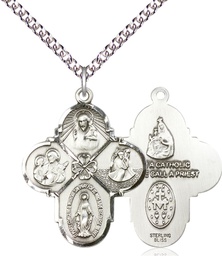 [0478SS/24SS] Sterling Silver 4-Way Pendant on a 24 inch Sterling Silver Heavy Curb chain