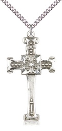 [0479YSS/24SS] Sterling Silver Cross Pendant on a 24 inch Sterling Silver Heavy Curb chain