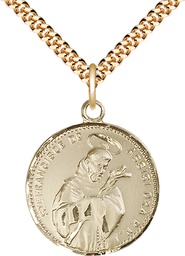 [0101GF/24G] 14kt Gold Filled Saint Francis of Assisi Pendant on a 24 inch Gold Plate Heavy Curb chain