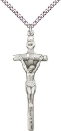 [0565SS/24SS] Sterling Silver Papal Crucifix Pendant on a 24 inch Sterling Silver Heavy Curb chain
