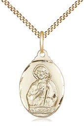 [0599JGF/18G] 14kt Gold Filled Saint Jude Pendant on a 18 inch Gold Plate Light Curb chain