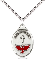 [0599XSS/18S] Sterling Silver Confirmation Pendant on a 18 inch Light Rhodium Light Curb chain