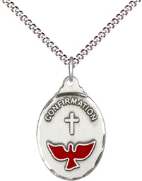 [0599XSS/18S] Sterling Silver Confirmation Pendant on a 18 inch Light Rhodium Light Curb chain